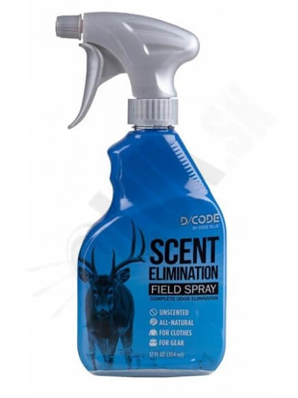 1.4.0 Sprej na prekrytie pachu pri love CODE BLUE scent elimination plastový rozprašovač 12oz a 24oz (9046)